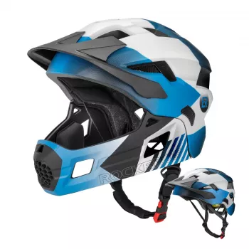 ROCKBROS TS-61 Bērnu veloķivere ar noņemamu žokļa aizsargu, M izmērs (54-57 cm), zila
