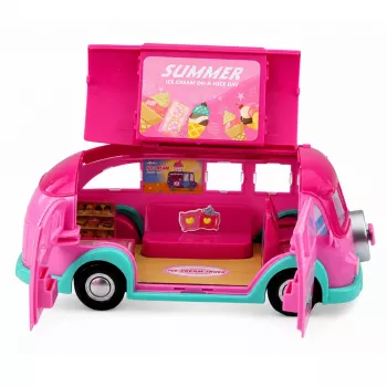 LEAN TOYS saldējuma furgoniņš lellēm, salokāms, rozā, 33 daļas