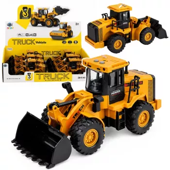 LEAN TOYS Construction Vehicle Excavator ar kustīgu kausu, gaismām un skaņām, dzeltens 1:43