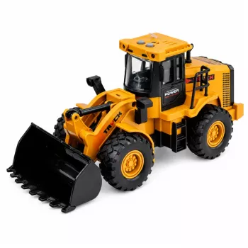 LEAN TOYS Construction Vehicle Excavator ar kustīgu kausu, gaismām un skaņām, dzeltens 1:43