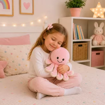LEAN TOYS mīkstā astoņkāja rotaļlieta ar elastīgiem taustekļiem, rozā, 50 cm