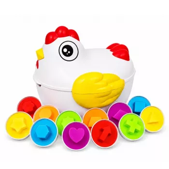 LEAN TOYS Izglītojošā vista ar 12 olām formu un krāsu šķirotājs