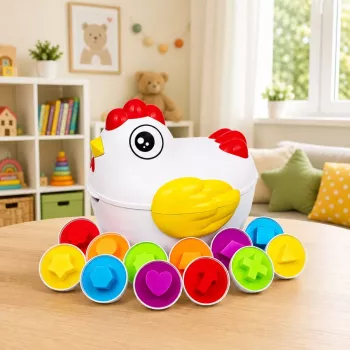 LEAN TOYS Izglītojošā vista ar 12 olām formu un krāsu šķirotājs
