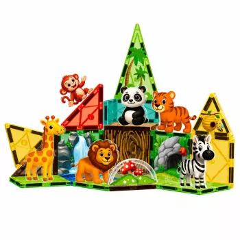 LEAN TOYS Magnētiskie konstruktora bloki Wild Animals Jungle ZOO 27 gab.