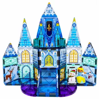 LEAN TOYS magnētiskie konstruktora bloki Ledus princeses pils zilā krāsā, 47 gab.