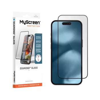MyScreen Diamond Glass aizsargstikls Apple iPhone 18 Pro - 9H rūdīts stikls, pilna pārklājuma, saderīgs ar maciņu, bez burbuļiem