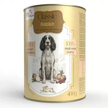 SYTA MICHA Classic Mono Rabbit ar kāļiem - mitrā suņu barība - 400g