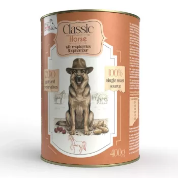 SYTA MICHA Classic Mono Horse ar avenēm un topinambūru - slapjā suņu barība - 400g