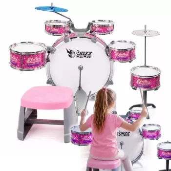 SUPRIMO K-DRUMS 3 Rozā bērnu bungu komplekts ar ķeblīti un irbulīšiem