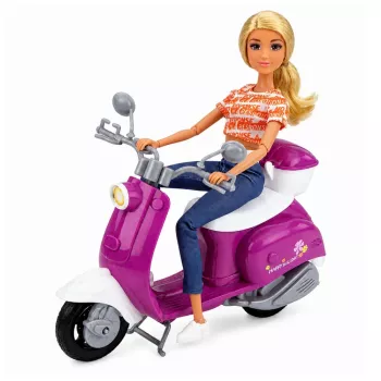 LEAN TOYS Anlily Traveler lelle ar skrejriteni, brillēm, telefona turētāju un aksesuāriem