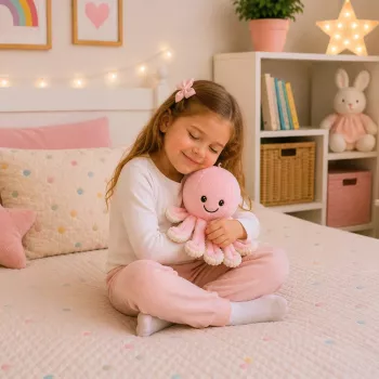 LEAN TOYS mīkstais astoņkājis ar staipīgiem taustekļiem, maigi rozā apskaužamā rotaļlieta, 30 cm