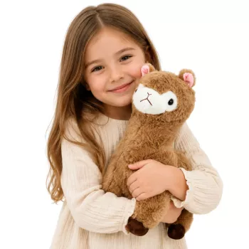LEAN TOYS Plush Alpaca Llama mīkstā rotaļlieta ar mīkstu kažociņu, bēša, 38 cm