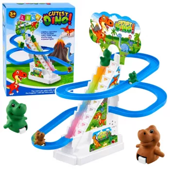 LEAN TOYS Track Dinosaur Slide Moving Stairs Figūras ar Gaismām un Skaņām