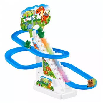 LEAN TOYS Track Dinosaur Slide Moving Stairs Figūras ar Gaismām un Skaņām