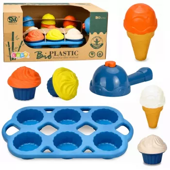 LEAN TOYS Eco-Friendly Wooden Ice Cream Maker Set for Kids 26 pcs