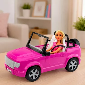 LEAN TOYS Anlily lelle ar violetu kabrioletu, telefona turētāju un austiņām