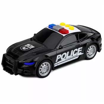 LEAN TOYS Policijas auto ar gaismām un skaņām, melns, 1:32 mērogs