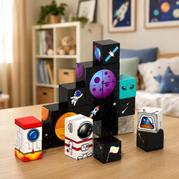 LEAN TOYS Magnetic Blocks 50 gab. 3D kubu un pikseļu konstruktors