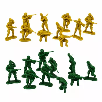 LEAN TOYS Militārais komplekts ar karavīriem, transportlīdzekļiem, bāzi un torni - 46 gab.