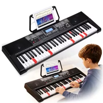 MK 2115 37 taustiņu izglītojoša tastatūra ar 8 toņiem, 8 ritmiem, 4 demo dziesmām, mikrofona ieeju, melna
