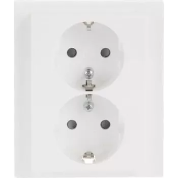 Busch-Jaeger SCHUKO dubultā kontaktligzda 202 EUJB-84, Alpine White, iebūvējamā, 2 x F tips, 16 A