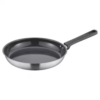 Fiskars Essential Panna 28 cm – alumīnija nepiedegoša ar Thermo-Spot, bakelīta rokturis, visām plītīm, izņemot indukcijas