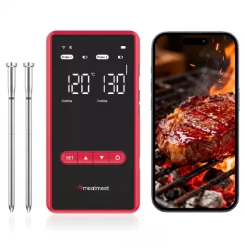 METAPEN Meatmeet X Pro Bluetooth/Wi-Fi virtuves termometrs ar lietotni grilam, cepeškrāsnij un kūpinātavai - melns