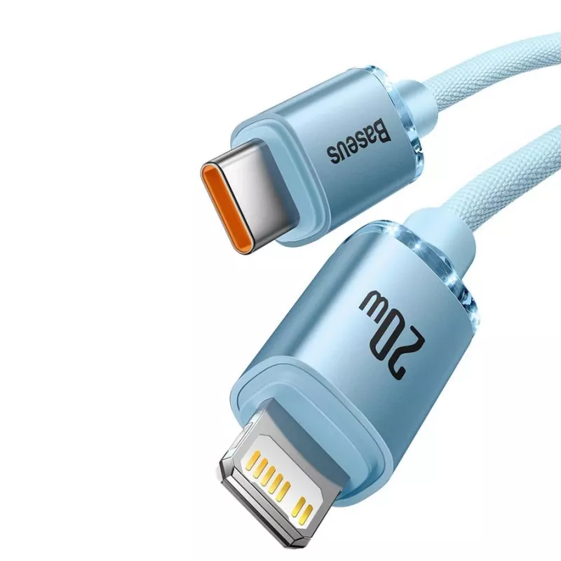 Baseus Crystal Shine USB-C uz Lightning kabelis 20W, 1,2 m, zils
