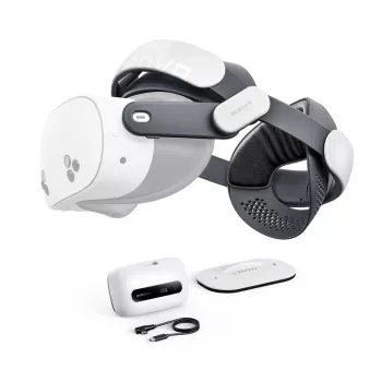BOBOVR M3 Pro+ Battery Head Strap ar 6500 mAh akumulatoru un uzlādes dokstaciju Meta Quest 3/3S - Balts
