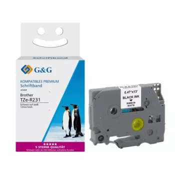 G&G Ninestar satīna lente Brother TZe-R231 saderīga, 12mm x 4m, sarkana