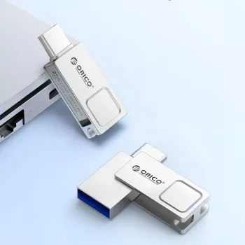 ORICO U301 128GB Dual USB-A/USB-C zibatmiņa USB 3.2 Gen 1 sudraba krāsā