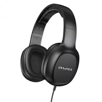 AWEI GM-6 Over-Ear spēļu austiņas ar mikrofonu, vadu 3.5mm ligzda, 40mm draiveri, melnas