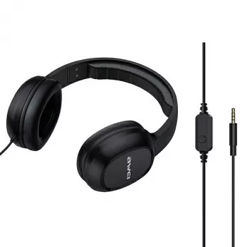 AWEI GM-6 Over-Ear spēļu austiņas ar mikrofonu, vadu 3.5mm ligzda, 40mm draiveri, melnas