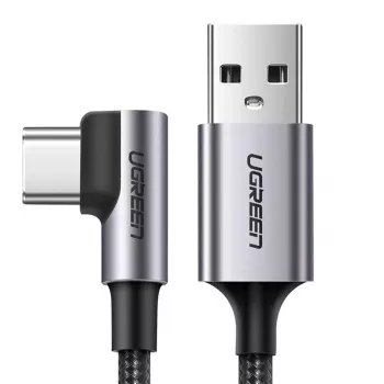 UGREEN US284 USB-A uz USB-C taisnleņķa kabelis, 3A, 3m, melns