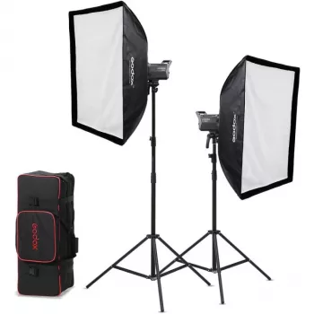 Godox Litemons LA200D K2 2-Light Daylight LED Monolight Kit ar Softboxiem, Statīviem un Somu