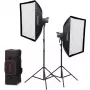 Godox Litemons LA200D K2 2-Light Daylight LED Monolight Kit ar Softboxiem, Statīviem un Somu