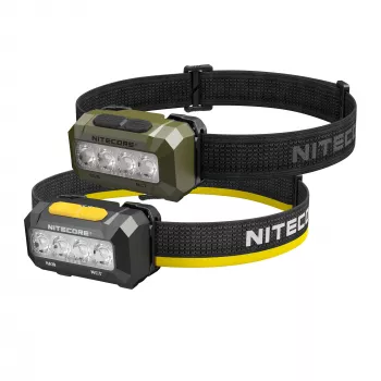 Nitecore HA19 600 lūmenu baltā un sarkanā LED galvaslampa ar IPX7 ūdensizturību, 100m staru kūļa attālumu, dubulto pogu interfeisu, atstarojošu galvas saiti, 3x AAA