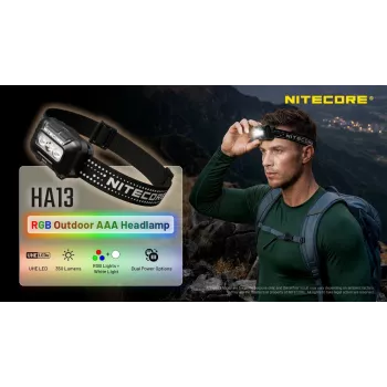 NITECORE HA13 (2026) RGB galvas lampa 350lm