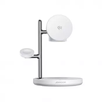 JOYROOM JR-W23 Qi2 4-in-1 bezvadu lādētājs ar naktsgaismu - balts