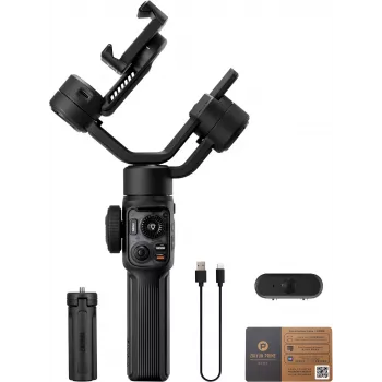 Zhiyun C030124ABR1 viedtālruņa 3 asu stabilizators ar iebūvētu apgaismojumu, Bluetooth 5.0, 2600mAh akumulatoru, līdz 25h darbībai, atbalsta 50-90mm tālruņus, melns