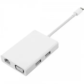 Xiaomi Mi USB-C uz VGA Gigabit Ethernet Multi-Adapter (Balts/Sudrabs)