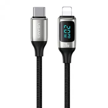 USAMS U78 1,2 m pīts USB-C uz Lightning kabelis ar LED indikatoru, 20W PD ātrā uzlāde, balts SJ545USB02