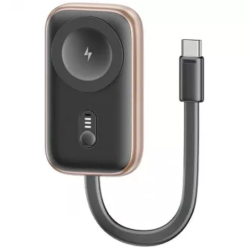 USAMS CD245 2-in-1 bezvadu lādētājs un power bank Apple Watch, 1200mAh, USB-C, tumši pelēks