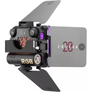 Zhiyun M20C COMBO RGB LED aizpildījuma gaisma ar magnētisko stiprinājumu, 20W, 2700K-6500K, CRI≥95, OLED displejs, Bluetooth aplikācijas vadība, mini statīvs, difuzors, režģis, uzglabāšanas soma