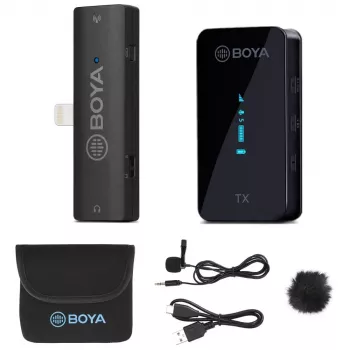 BOYA BY-XM6-S3 2,4 GHz divkanālu bezvadu mikrofonu sistēma iOS ierīcēm ar Lightning savienotāju