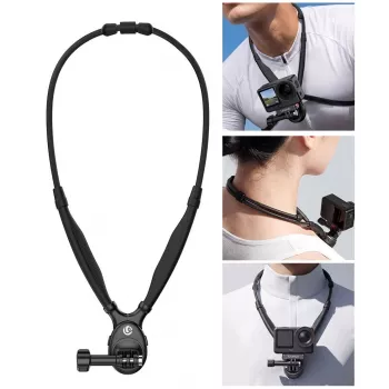 ULANZI ZJ09 Magnētiskais kakla stiprinājums darbības kamerām - 360° rotācija, Hands-Free POV, elastīga silikona siksna, saderīgs ar GoPro/DJI/Insta360