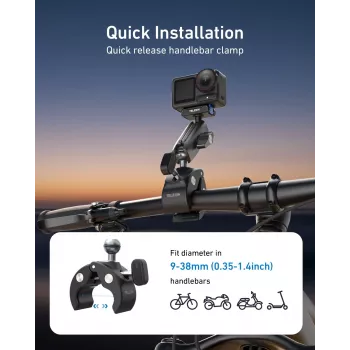 TELESIN Magic Arm Clamp Mount DJI Osmo Action 5 Pro/4/3, Osmo 360, GoPro, Insta360 – S3-HBM-14-TDJ