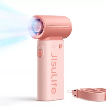 JISULIFE Life9 rokas ventilators 3600mAh USB-C salokāms galda ventilators - rozā