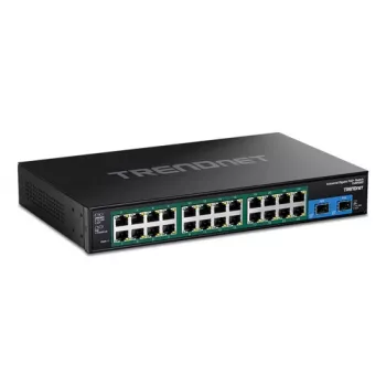 TRENDnet 26-Porta rūdīts industriālais Gigabit PoE+ pārvaldāmais slēdzis ar 24x PoE+ un 2x SFP