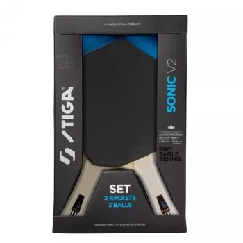 STIGA Sonic V2 Hobby Galda Tenisa Komplekts – 2 Rakešu, 3 Bumbiņas, Tīkls un Stabi